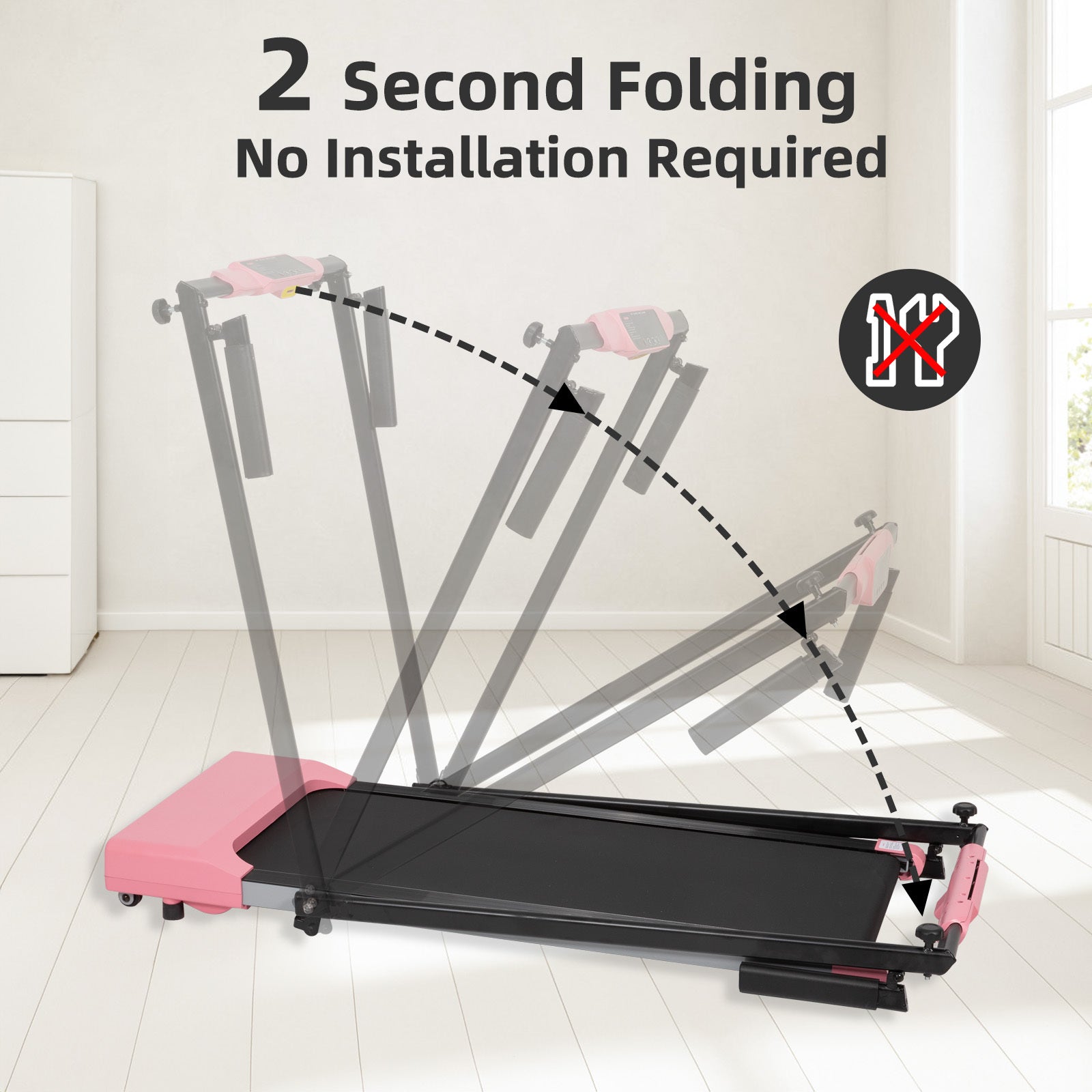 Treadmills for Home, Treadmill with LED for Walking & pink-iron