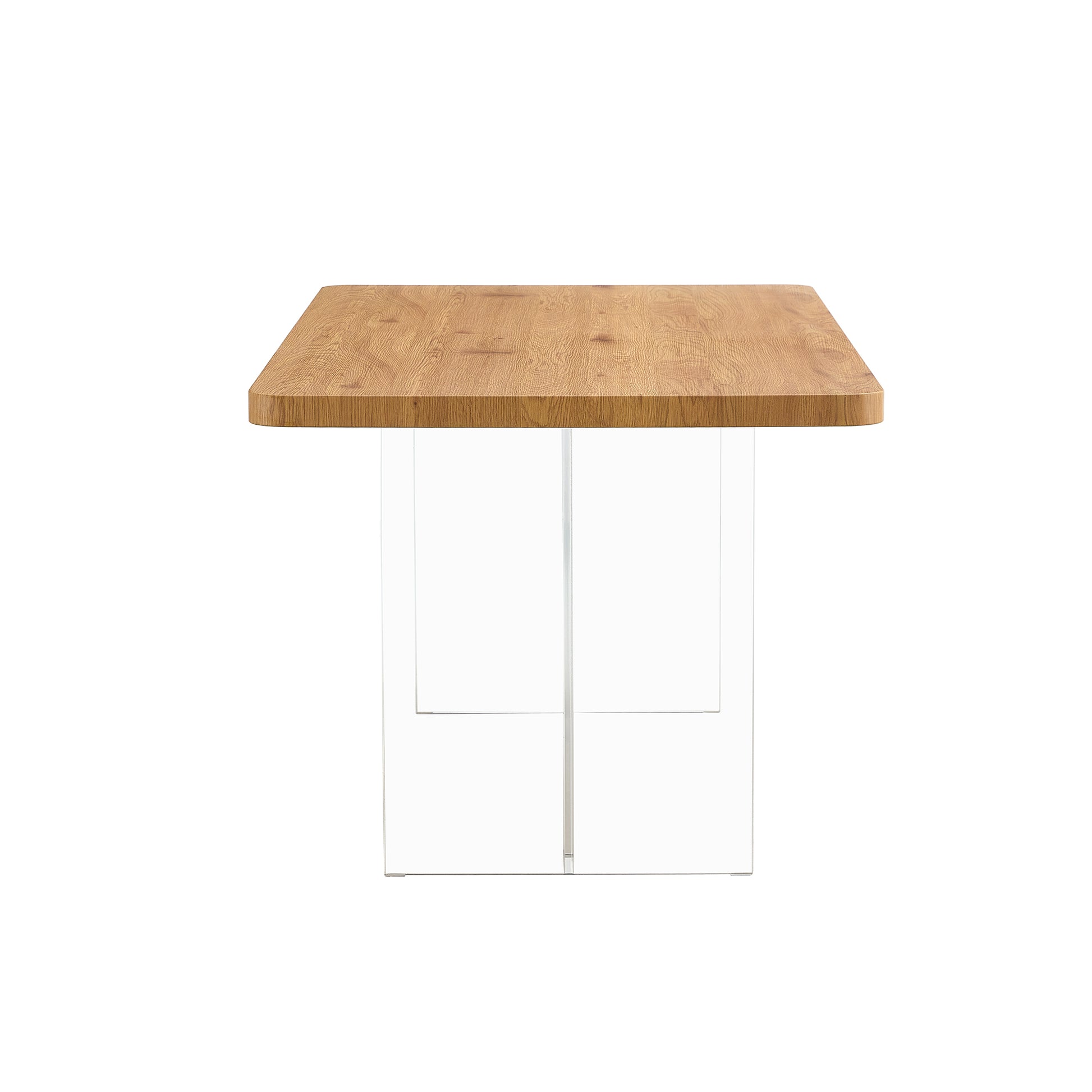 A Modern Minimalist Wooden Table With Acrylic Legs And Rectangular Tables. Computer Desk. Dining Table. Suitable For Restaurants, Living Rooms, And Kitchens. F 1298 Wood Mdf