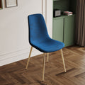 Fabric Dining Chairs Set Of 4, Upholstered Armless Accent Chairs, Classical Appearance And Metal Legs Blue Fabric