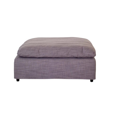 Modern 17" Petite Size Ottoman, Premium Fabric Upholstered 1 Pc Living Room Cube Ottoman With Plush Seat Cushion, Gray Wood Primary Living Space Solid Grey Gray Linen Linen Or Linen Blend Medium Soft Backless Contemporary Cube Armless Polyester Wood