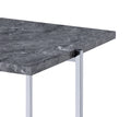 Contemporary Marble Top End Table With Trestle Basegray And Silver Gray Silver Marble Metal