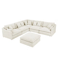 6 Seats Modular L Shaped Sectional Sofa With Ottoman,10 Pillows, Oversized Upholstered Couch W Removabled Down Filled Seat Cushion For Living Room, Chenille Beige Beige Chenille Wood Primary Living Space Soft Pillow Back Eucalyptus Square Arms Foam