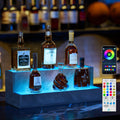 Led Lighted Liquor Bottle Display Shelf, 20 Inch Bar Display Shelf, Diy Illuminated Bottle Shelf With App & Remote Control, 2 Step Freestanding Holding Bottles For Home Bar, Party, Grey Cement Grey Kitchen Modern Engineered Wood