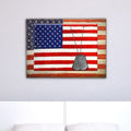 Canvas American Flag With Necklace Wall Print, Small, Multicolor Multicolor Wood Fabric