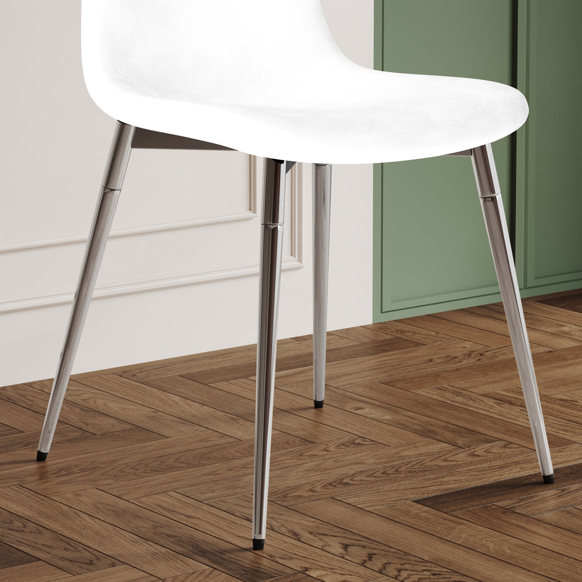 Dining Table Set Of 9, 0.32" Thick Tempered Glass Top Dining Table With Metal Legs And Eight Fabric Dining Chairs, Table Size: 62.99" L X 35.43" W X 29.92" H Silver Tempered Glass