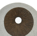 Kim 14 Inch Round Sandstone Wall Art, Ribbed, Brown, White Black White Stone