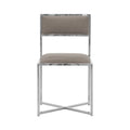 Eun 20 Inch Faux Leather Dining Chair, Chrome Base, Set Of 2, Gray Gray Silver Fabric Metal