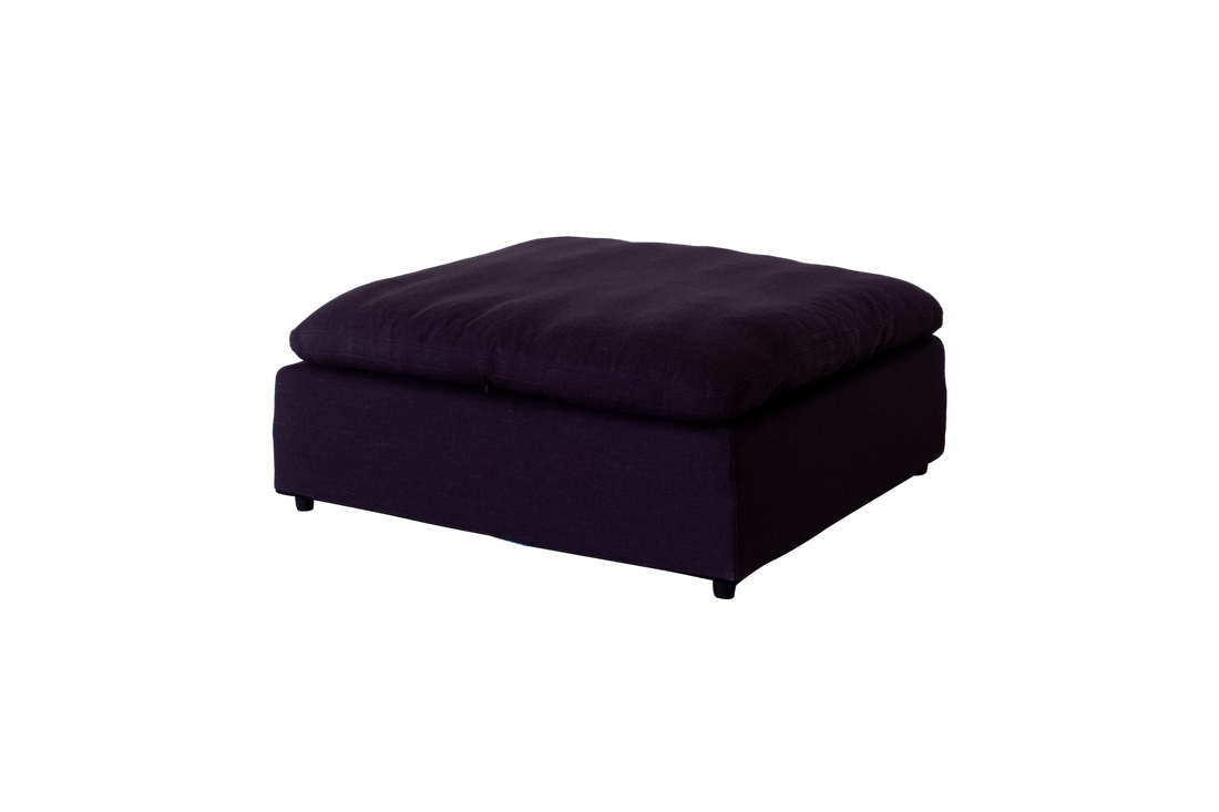 Modern 17" Petite Size Ottoman, Premium Fabric Upholstered 1 Pc Living Room Cube Shape Ottoman With Plush Seat Cushion, Navy Wood Primary Living Space Solid Blue Navy Linen Linen Or Linen Blend Medium Soft Backless Contemporary Cube Armless Polyester