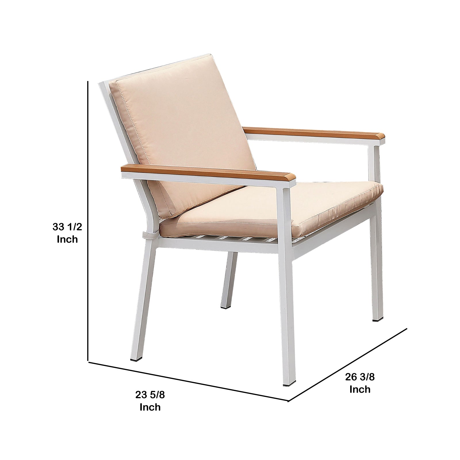 27 Inch Aluminum Frame Arm Chair, Outdoor,