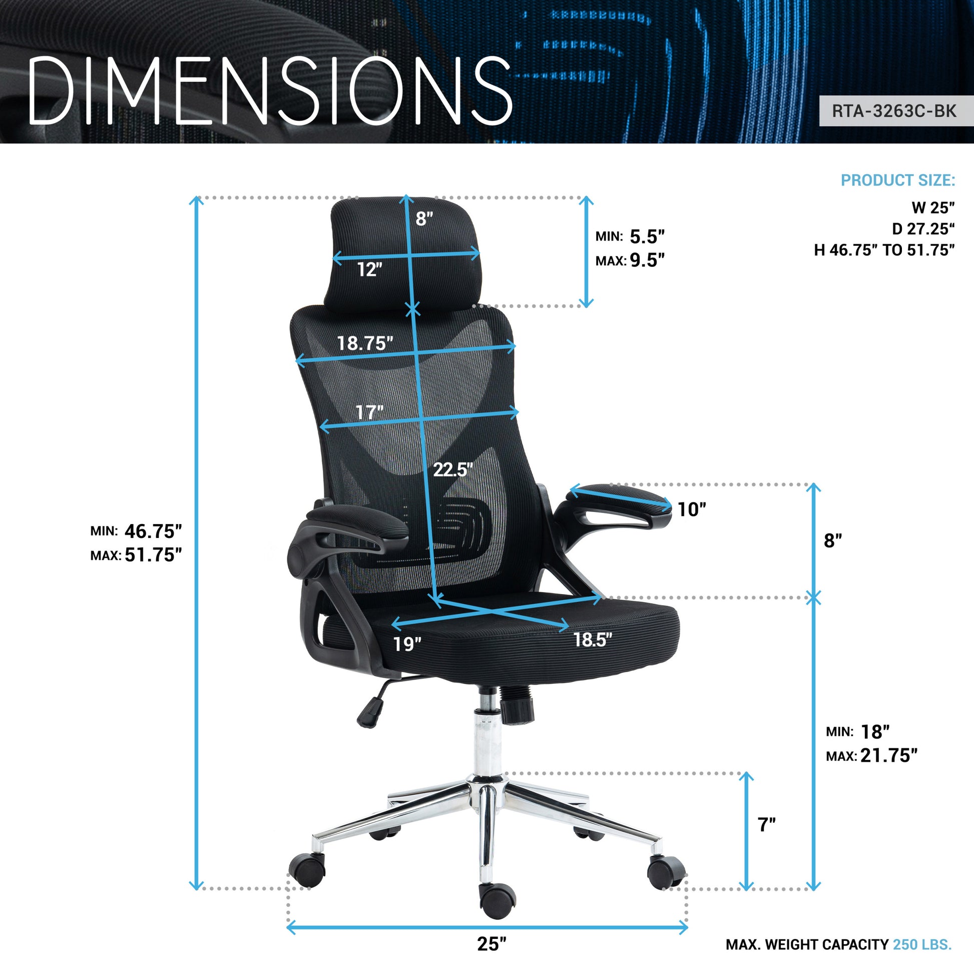 Techni Mobili Essential Ergonomic Office Chair