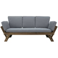 Outdoor Adjustable Patio Wooden Daybed Sofa Chaise Lounge With Cushions For Small Places, Brown Finish Gray Cushion Yes Complete Patio Set Gray Water Resistant Frame Water Resistant Cushion Garden & Outdoor Casual Sofa Seating Groups Foam Solid Wood