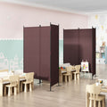 6 Ft Modern Room Divider, 3 Panel Folding Privacy Screen W Metal Standing, Portable Wall Partition, Brown Brown Metal