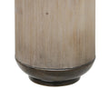 15 Inch Metal Jar With Wooden Accent And Flared Opening,Black And Brown Black Brown Wood Metal