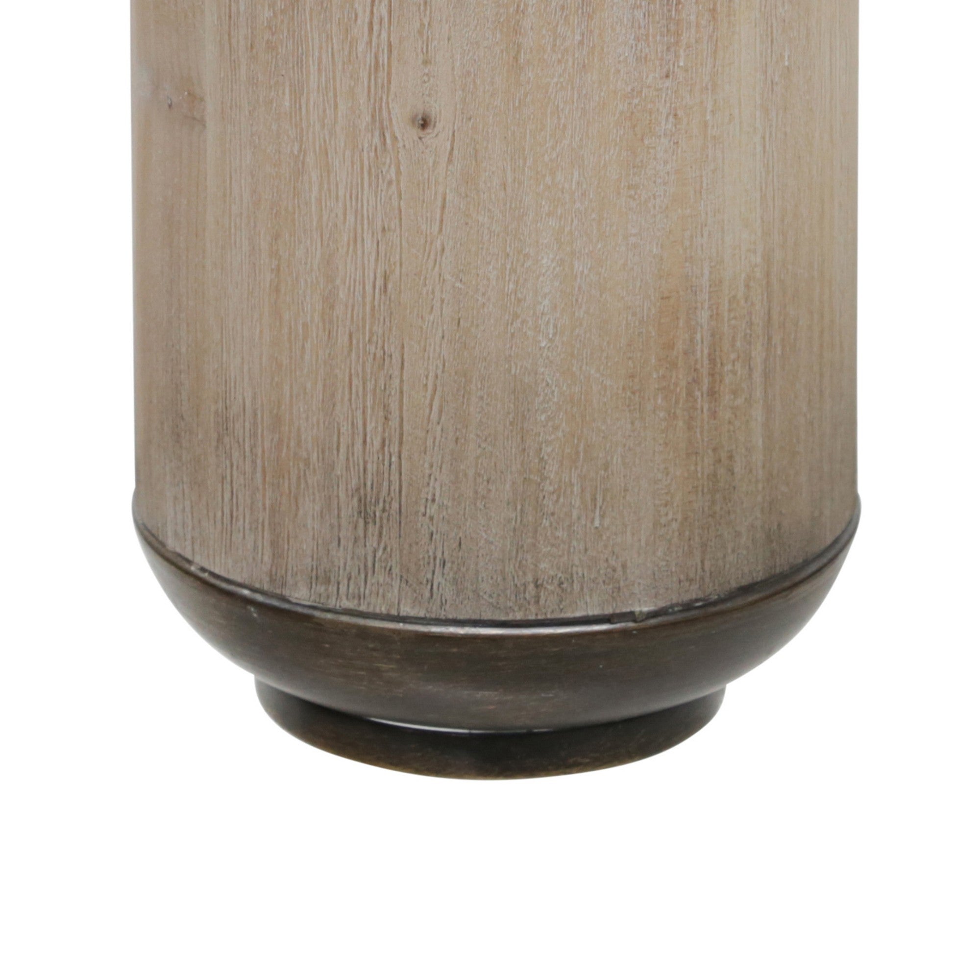15 Inch Metal Jar with Wooden Accent and Flared