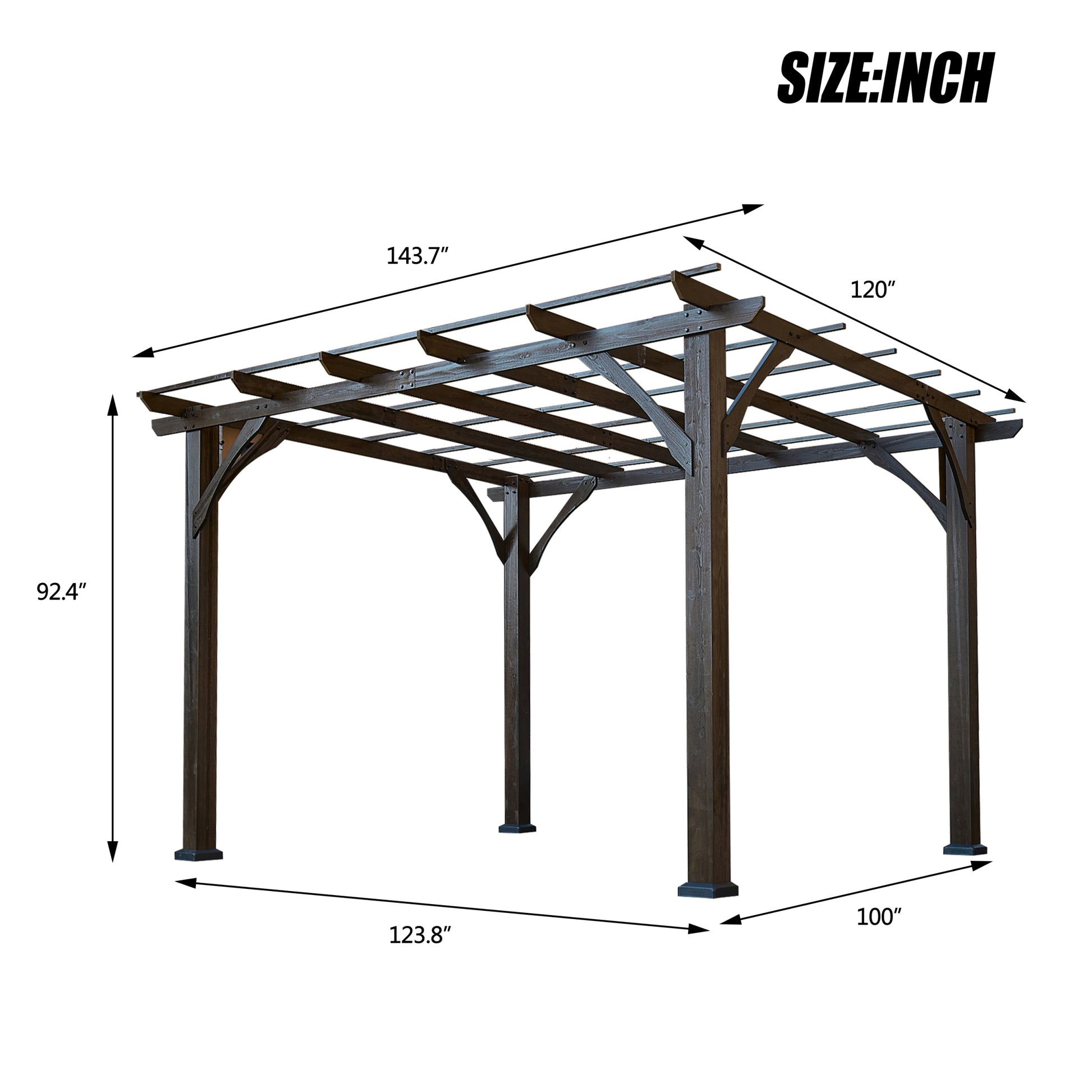 Cedar Wood Pergola, Wind Secure, Strong, Quality