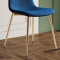 Fabric Dining Chairs Set Of 4, Upholstered Armless Accent Chairs, Classical Appearance And Metal Legs Blue Fabric