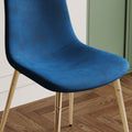 Fabric Dining Chairs Set Of 4, Upholstered Armless Accent Chairs, Classical Appearance And Metal Legs Blue Fabric