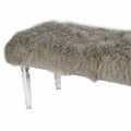 Soft To Touch Gray Mongolian Fur Bench Gray Acrylic