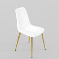 Fabric Dining Chairs Set Of 4, Upholstered Armless Accent Chairs, Classical Appearance And Metal Legs White Fabric