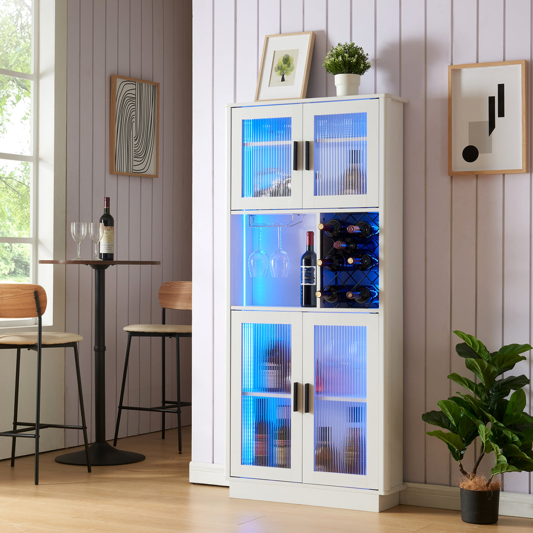 Led Wine Bar Cabinets with Wine Rack, Wine Bottle