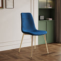 Fabric Dining Chairs Set Of 4, Upholstered Armless Accent Chairs, Classical Appearance And Metal Legs Blue Fabric