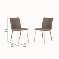 Horizontally Tufteddining Chair With Metal Legs, Set Of 2,Gray Gray Wood Metal