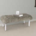 Soft To Touch Gray Mongolian Fur Bench Gray Acrylic