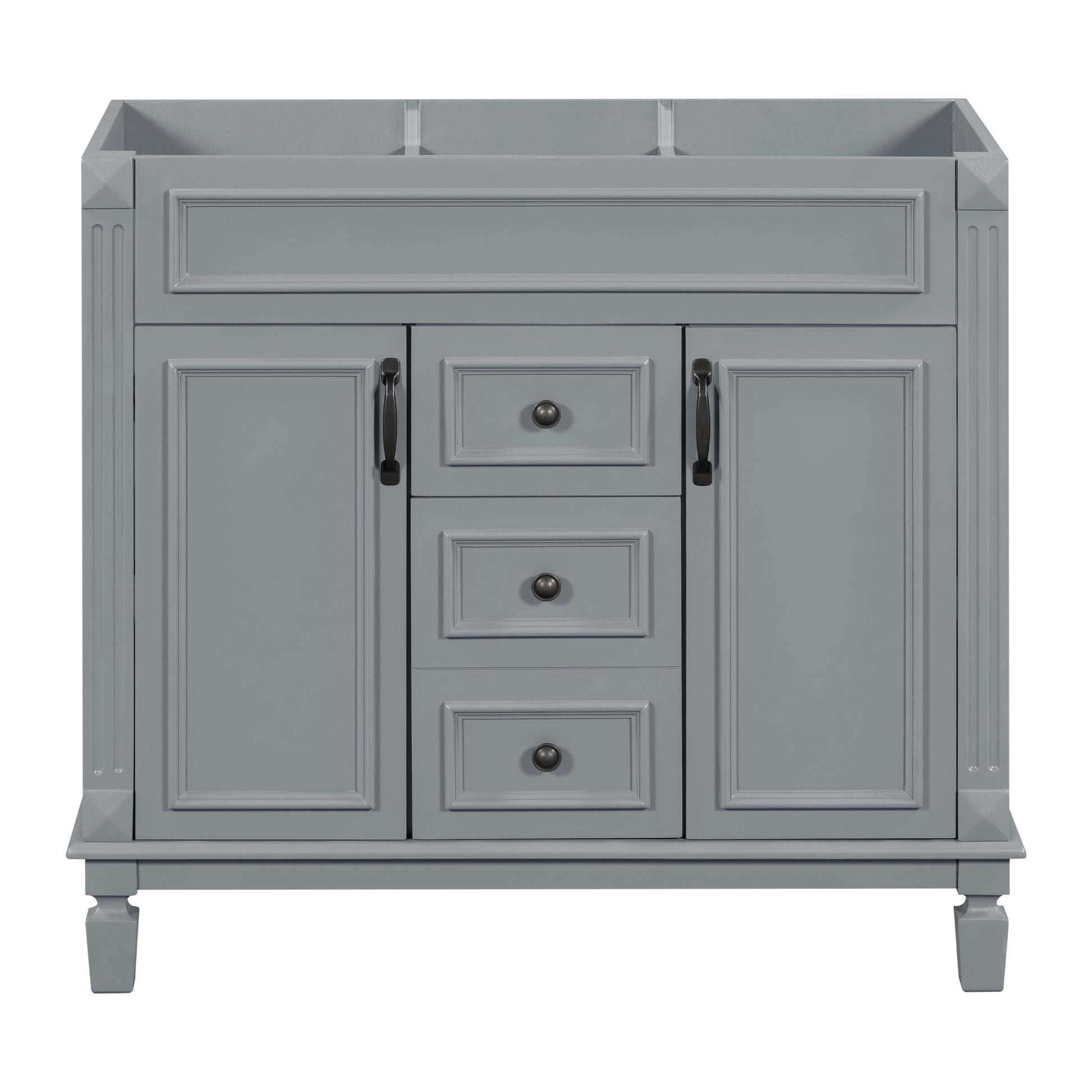 36'' Bathroom Vanity Without Top Sink, Cabinet Only, Modern Bathroom Storage Cabinet With 2 Soft Closing Doors And 2 Drawers Not Include Basin Sink Grey Bathroom Mdf