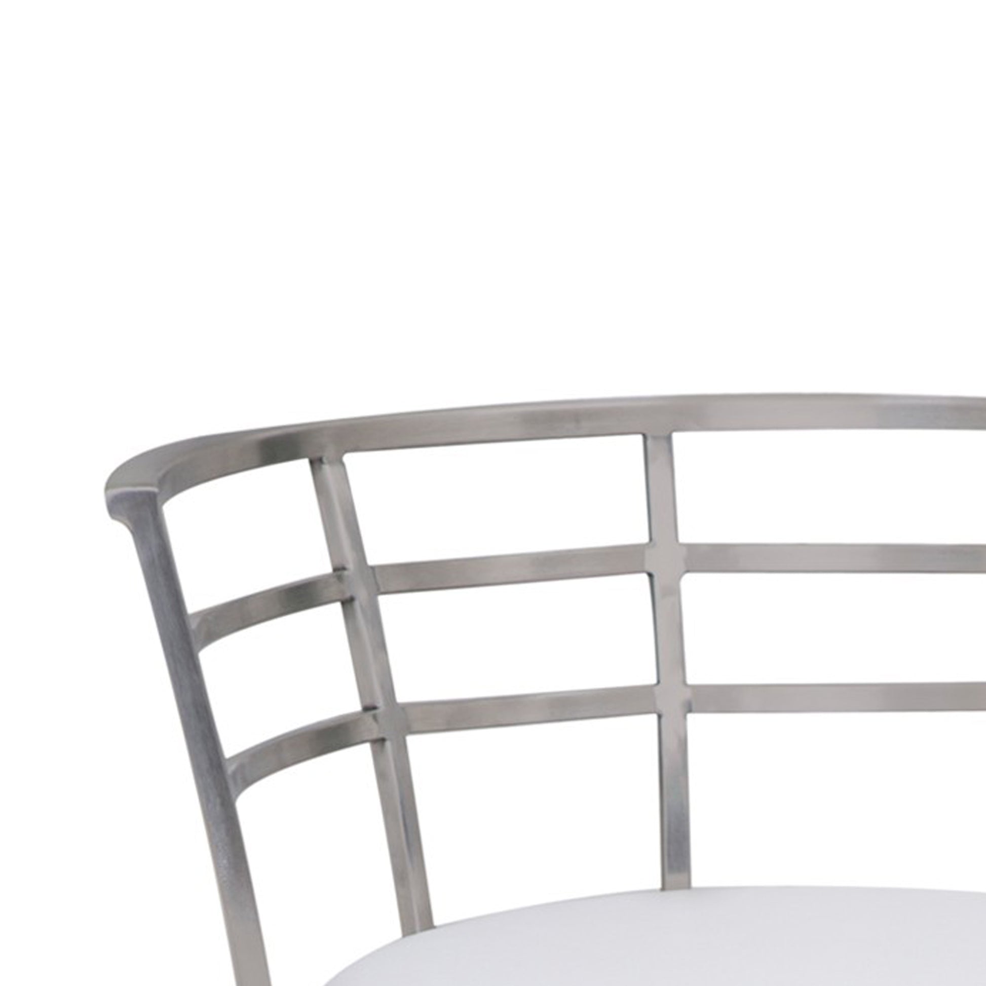 Curved Metal Back Counter Height Barstool With Flared Legs,White And Silver White Silver Fabric Metal