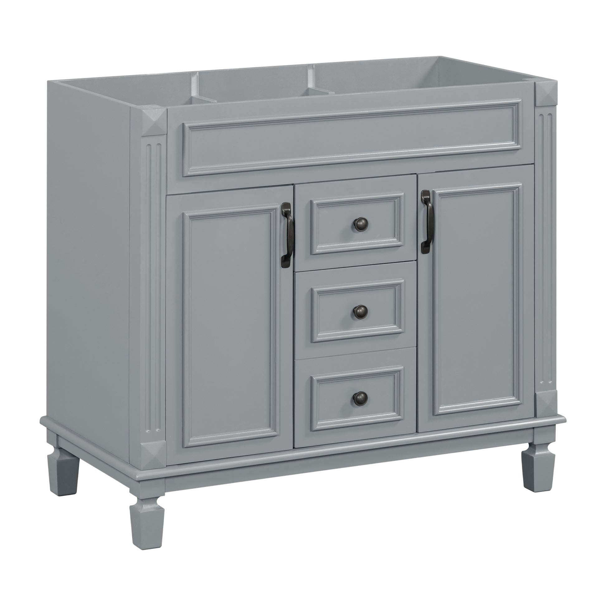 36'' Bathroom Vanity Without Top Sink, Cabinet Only, Modern Bathroom Storage Cabinet With 2 Soft Closing Doors And 2 Drawers Not Include Basin Sink Grey Bathroom Mdf