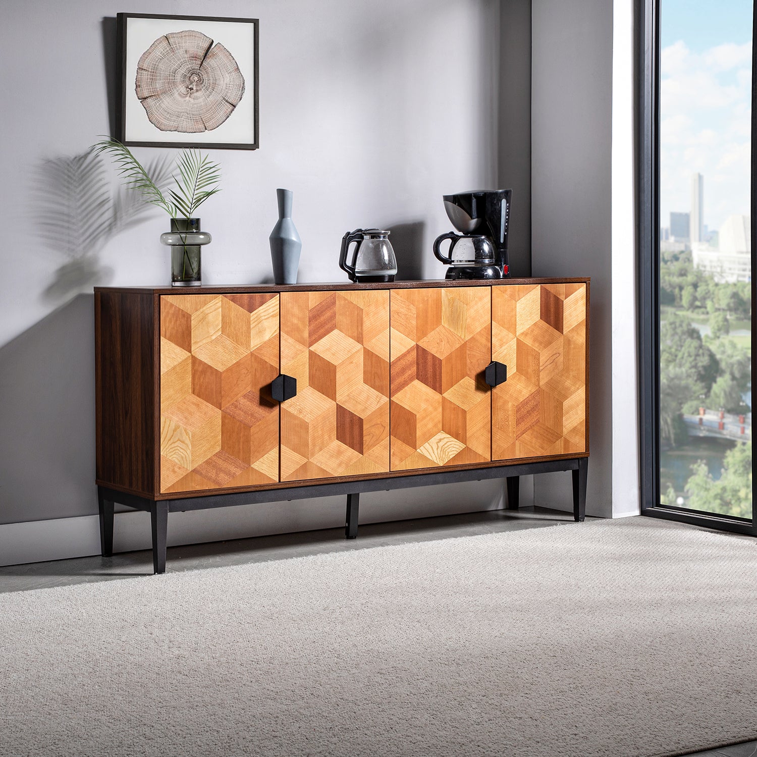 Kanan 63"Wide 4 Door Sideboard WALNUT walnut-wood