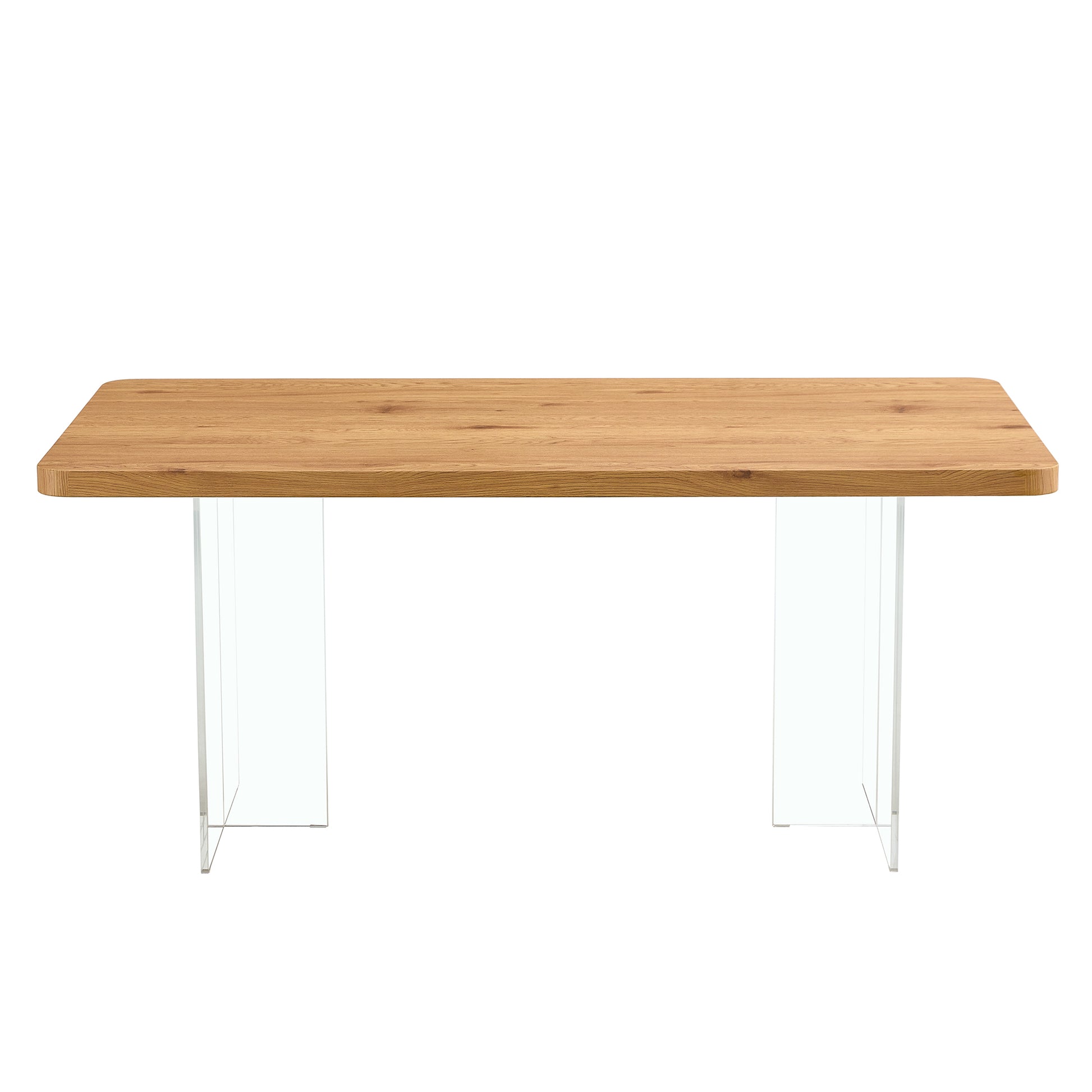 A Modern Minimalist Wooden Table With Acrylic Legs And Rectangular Tables. Computer Desk. Dining Table. Suitable For Restaurants, Living Rooms, And Kitchens. F 1298 Wood Mdf
