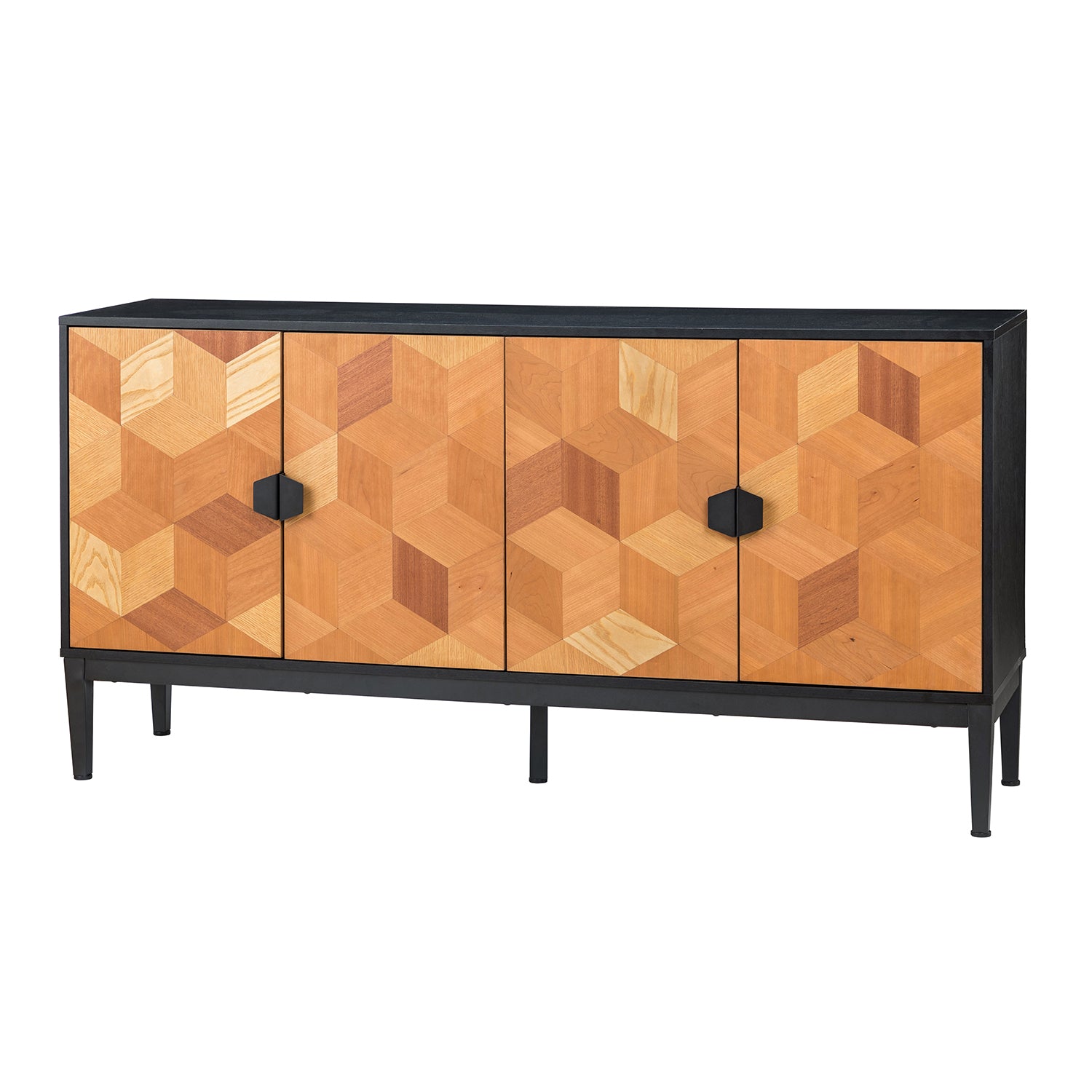 Kanan 63"Wide 4 Door Sideboard BLACK black-wood