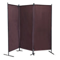 6 Ft Modern Room Divider, 3 Panel Folding Privacy Screen W Metal Standing, Portable Wall Partition, Brown Brown Metal