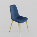 Fabric Dining Chairs Set Of 4, Upholstered Armless Accent Chairs, Classical Appearance And Metal Legs Blue Fabric