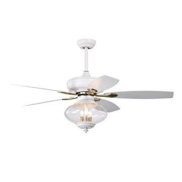 52'' Low Profile Ceiling Fanwhite Modern Ceiling Fans With Remote Control For Bedroom,Living Room,3 Speed ,Glass Shade Matte White Matte White Ceiling Fans 1000K 2600K Candlelight Under 1000Lm American Design,American