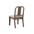 Yu 36 Inch Acacia Wood Dining Chair, Slat Back, Set Of 2, Weathered Brown Brown Wood Fabric