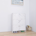 White Marble Color High Glossy 3 Doors Shoe Cabinet With Retro Handles Standard 3 4 Spaces Gloss White White Primary Living Space Adjustable Shelves Poplar Melamine