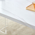 Modern Minimalist White Dining Table, Striped Mdf Tabletop, Acrylic Table Legs. Computer Desk. Dining Table. Suitable For Restaurants, Living Rooms, And Kitchens. F 1298 White Mdf