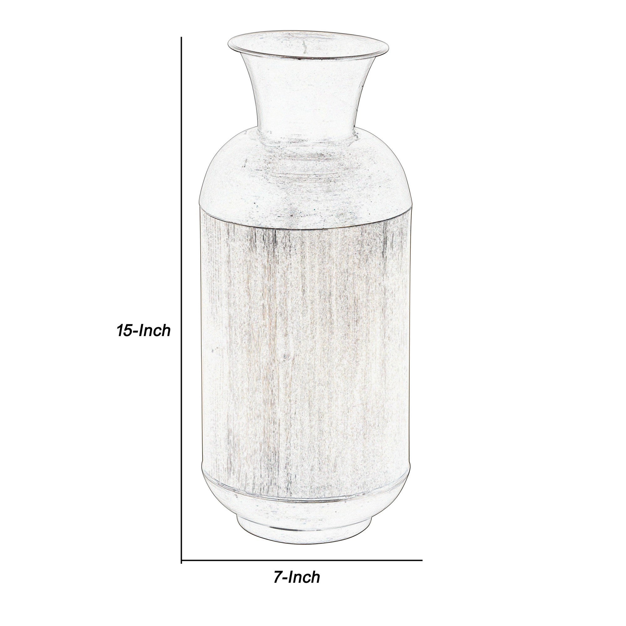15 Inch Metal Jar with Wooden Accent and Flared