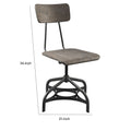 Metal Adjustable Side Chairs With Wooden Swivelling Seats And Open Backrest, Gray, Set Of Two Gray Wood Metal