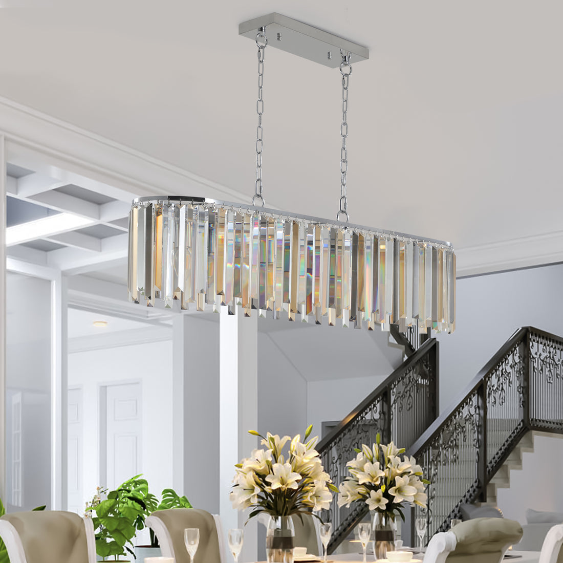 Same As W1340P189407 L5018 Modern Oval Crystal Ceiling Chandelier Luxury Home Decor Light Fixture No Bulbs Transparent Modern Crystal