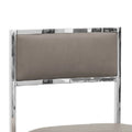 Eun 20 Inch Faux Leather Dining Chair, Chrome Base, Set Of 2, Gray Gray Silver Fabric Metal