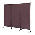 6 Ft Modern Room Divider, 3 Panel Folding Privacy Screen W Metal Standing, Portable Wall Partition, Brown Brown Metal