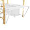 Full Size Wood Loft Bed With Built In Storage Cabinet And Cubes, Foldable Desk, White White Solid Wood Mdf