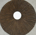 Kim 14 Inch Round Sandstone Wall Art, Ribbed, Brown, White Black White Stone