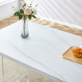 Modern Minimalist White Dining Table, Striped Mdf Tabletop, Acrylic Table Legs. Computer Desk. Dining Table. Suitable For Restaurants, Living Rooms, And Kitchens. F 1298 White Mdf