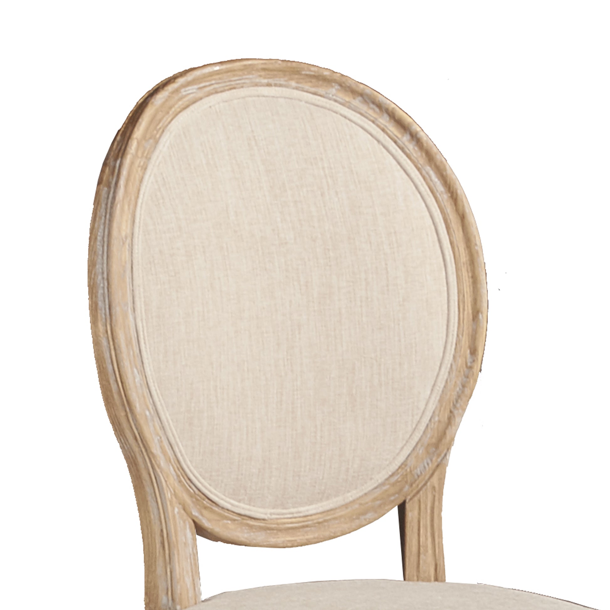 24 Inch Distressed Wood Dining Chair, Beige Fabric,Set Of 2, Natural Brown Beige Brown Wood Fabric