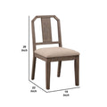 Yu 36 Inch Acacia Wood Dining Chair, Slat Back, Set Of 2, Weathered Brown Brown Wood Fabric