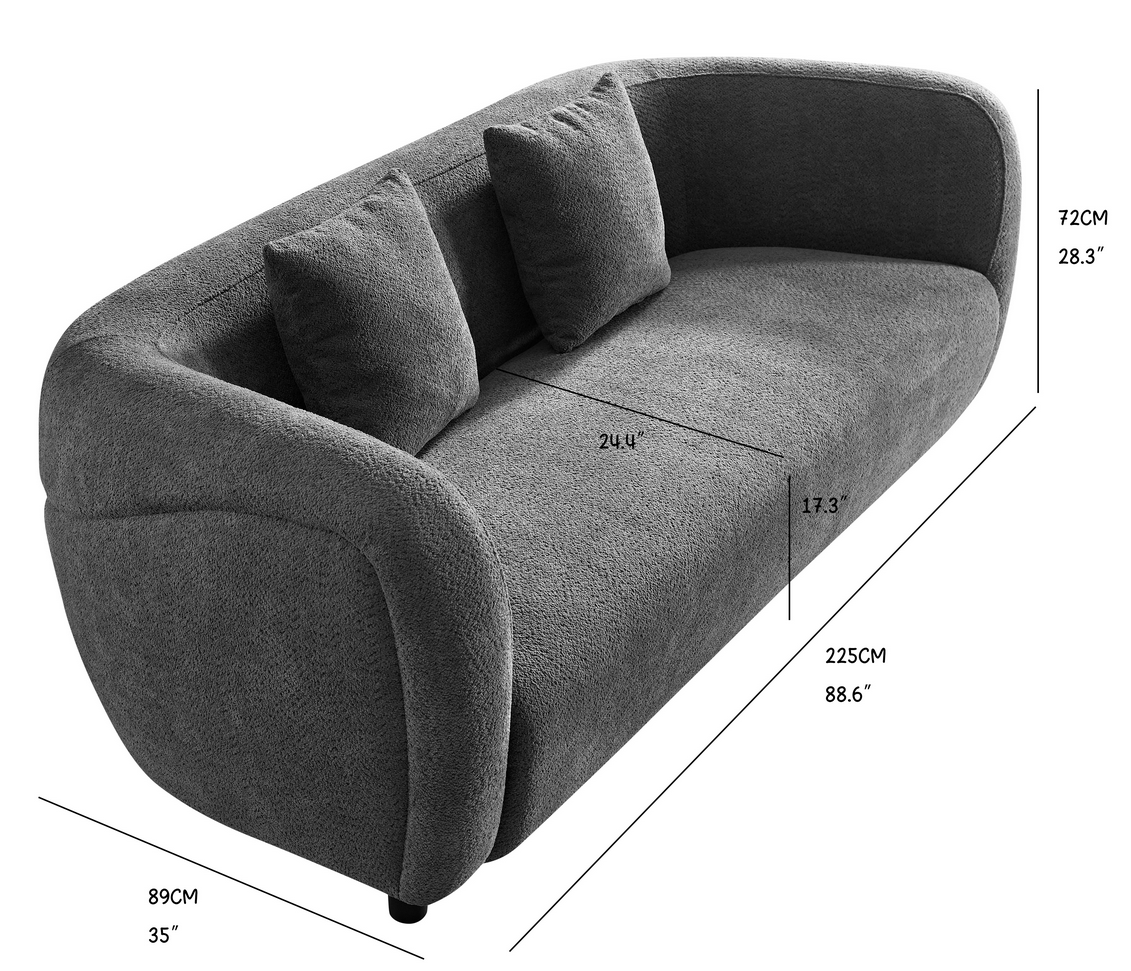 Wks6 White Color Plush Sofa, 88.89* 35.04* 28.74 White Luxury Fabric